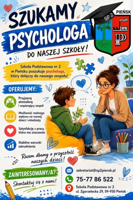 Szukamy psychologa do naszej szkoły!